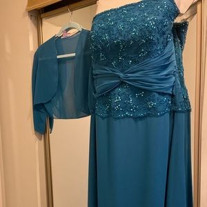 Jade mother of the bride dress.